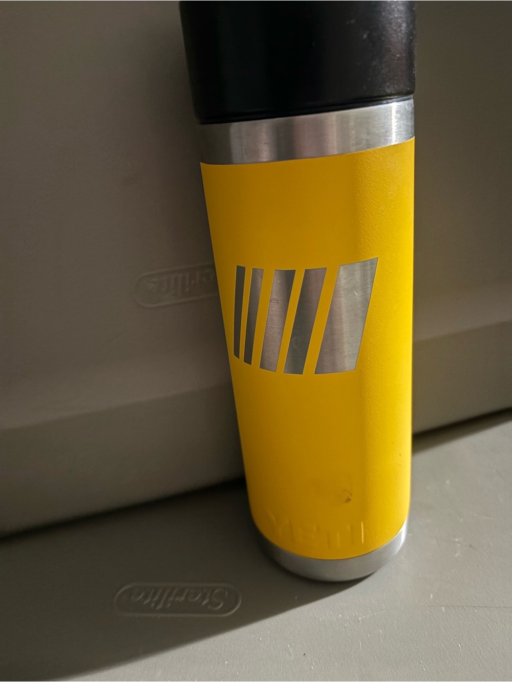 Yeti Rambler Tumbler Alpine Yellow NASCAR etched logo.